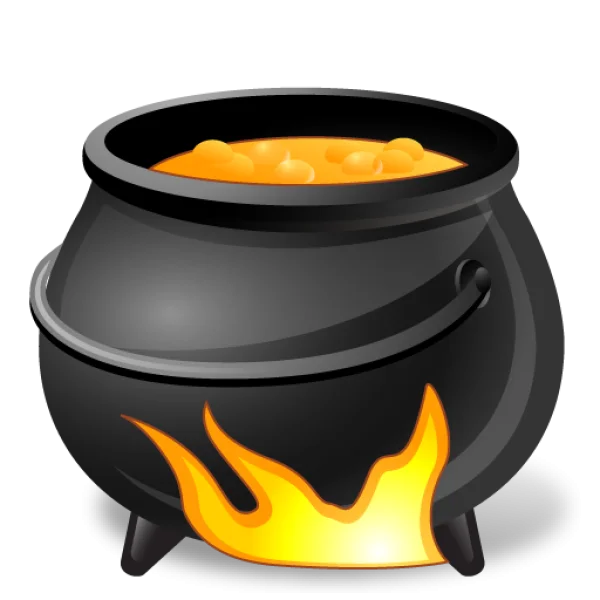 Black Cauldron with Bubbling Potion PNG