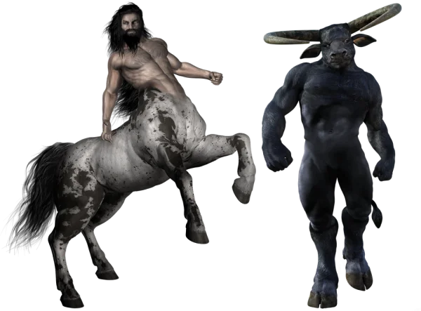 Centaur and Minotaur Mythical Creatures PNG Transparent Background