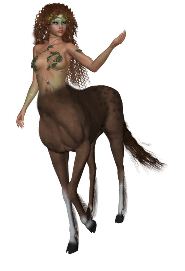 Female Centaur with Leaves PNG Transparent Background