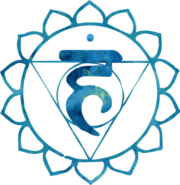 Blue Watercolor Vishuddha Throat Chakra Symbol PNG