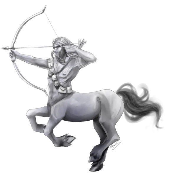 Grayscale Centaur Archer with Bow PNG