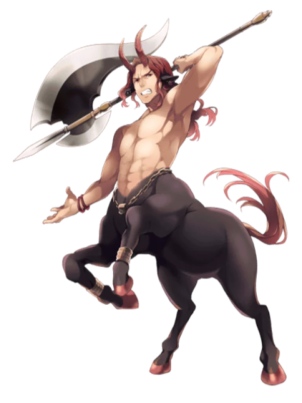 Muscular Centaur Warrior with Axe PNG Transparent
