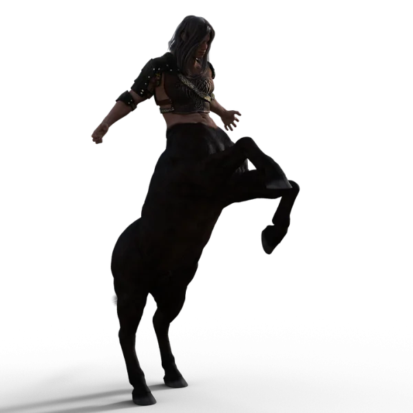 Dark Female Centaur Rearing PNG Transparent Background