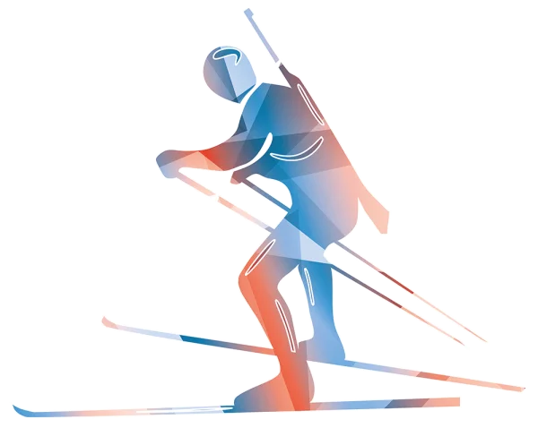 Geometric Biathlete Skier PNG Transparent
