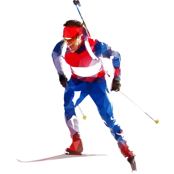 Low Poly Biathlete Skier PNG Transparent Background