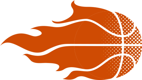 Flaming Basketball with Halftone Effect PNG