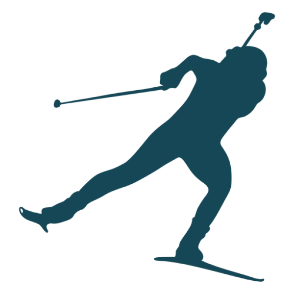 Biathlon Skier Silhouette Dark Blue PNG