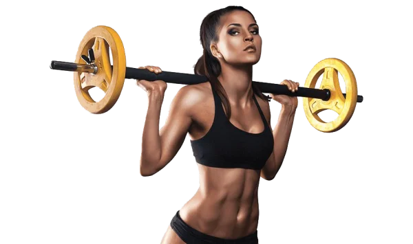 Fit Woman Lifting Barbell PNG Transparent
