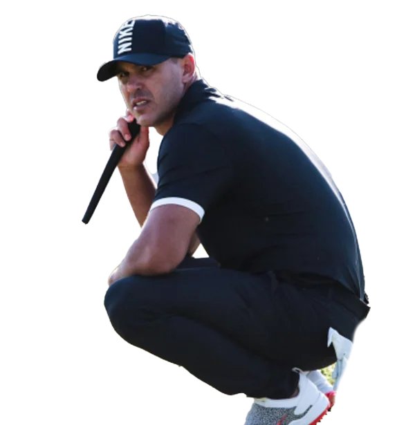Brooks Koepka Crouching Golfer PNG Transparent Background