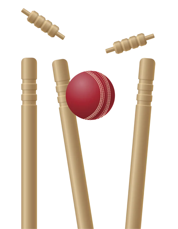 Cricket Wickets with Flying Bails and Ball PNG