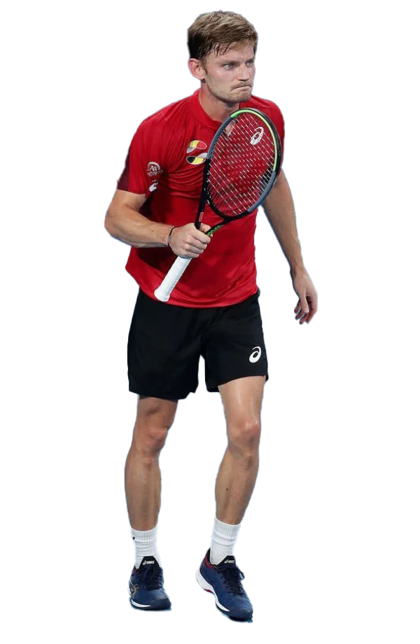 Male Tennis Player Holding Racket in Red Shirt PNG