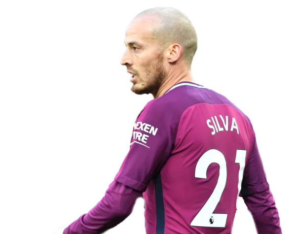 David Silva in Purple Manchester City Jersey PNG