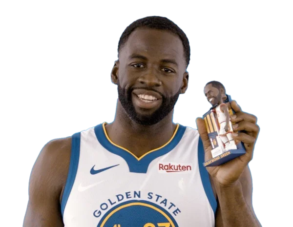 Draymond Green Smiling Holding Bobblehead PNG