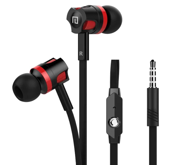 Black and Red Wired In-Ear Earbuds PNG