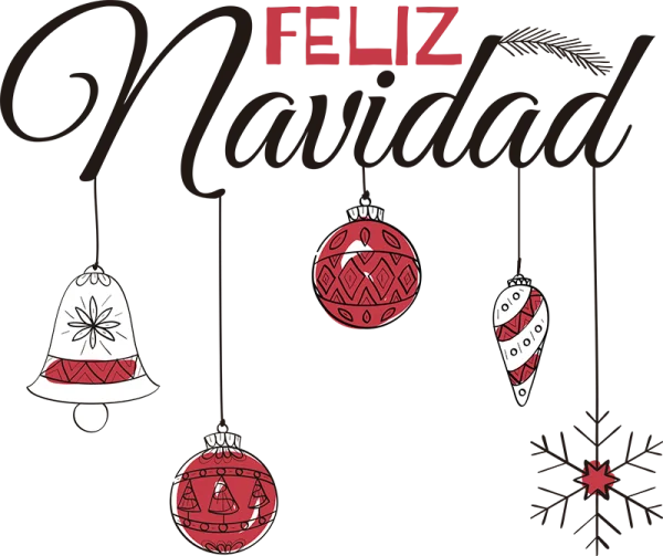 Hand-Drawn Red and White Christmas Ornaments and Bell PNG