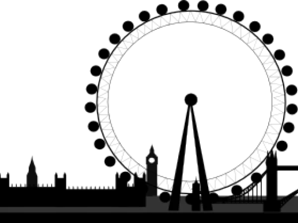 London Eye and Skyline Silhouette PNG