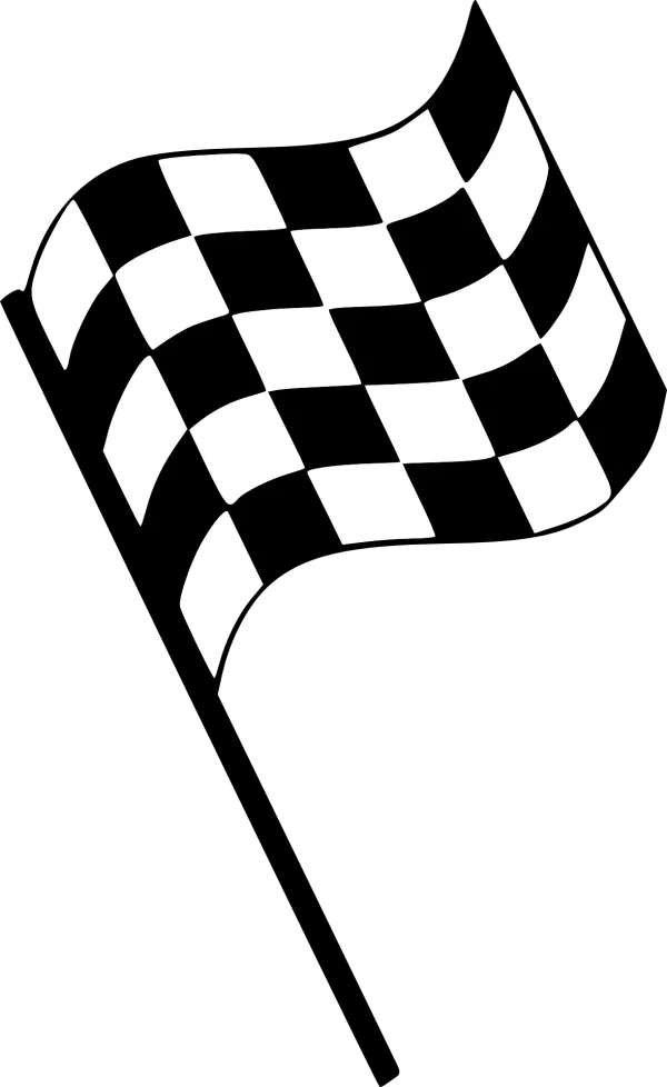 Waving Black and White Checkered Race Flag Silhouette PNG