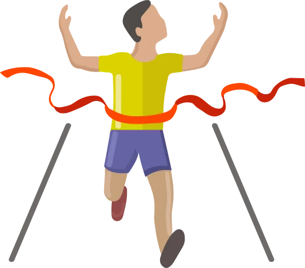 Runner Breaking Finish Line Tape PNG
