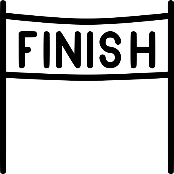 Black Outline Finish Line Banner Icon PNG