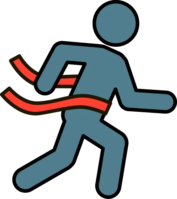 Stylized Runner Crossing Red Finish Line Icon PNG