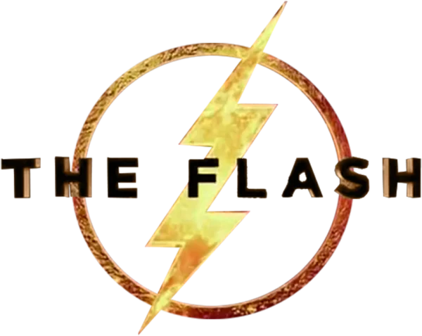 Golden The Flash Logo with Text PNG