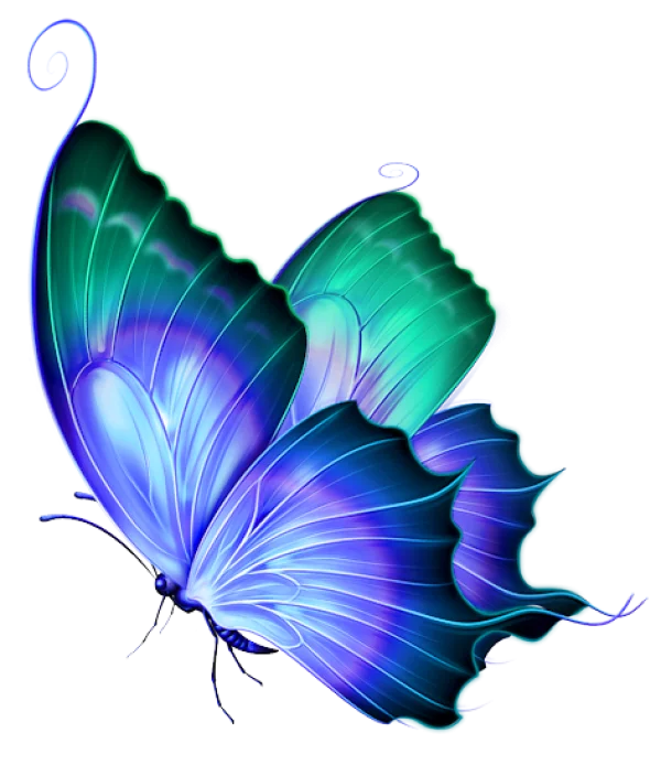 Vibrant Blue and Green Glowing Butterfly PNG