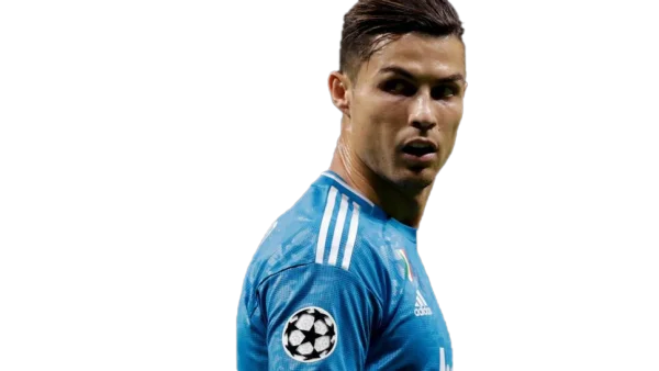 Cristiano Ronaldo in Blue Juventus Champions League Jersey PNG