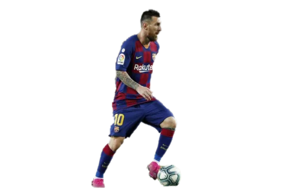Lionel Messi Dribbling Soccer Ball PNG