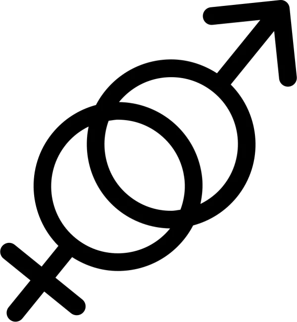 Interlocked Male and Female Symbols Silhouette PNG