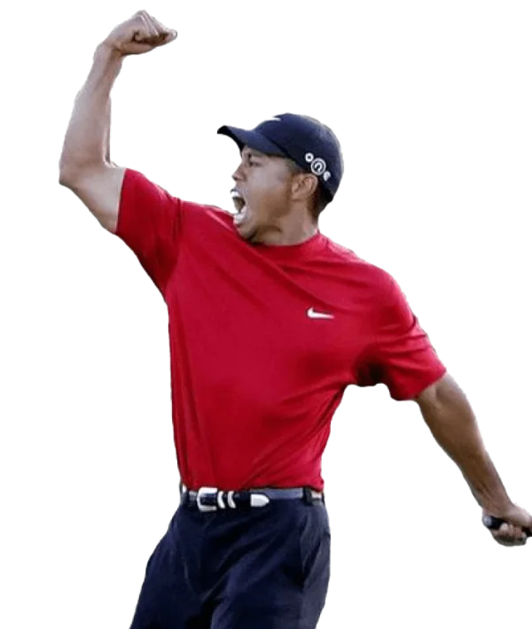 Tiger Woods Celebrating with Raised Fist PNG