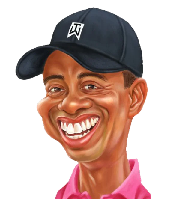 Tiger Woods Caricature Laughing PNG