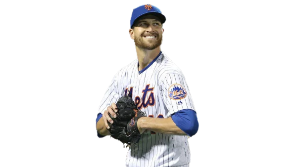 Smiling New York Mets Baseball Player with Glove PNG