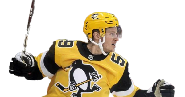 Ice Hockey Player in Yellow and Black Jersey Holding Stick PNG