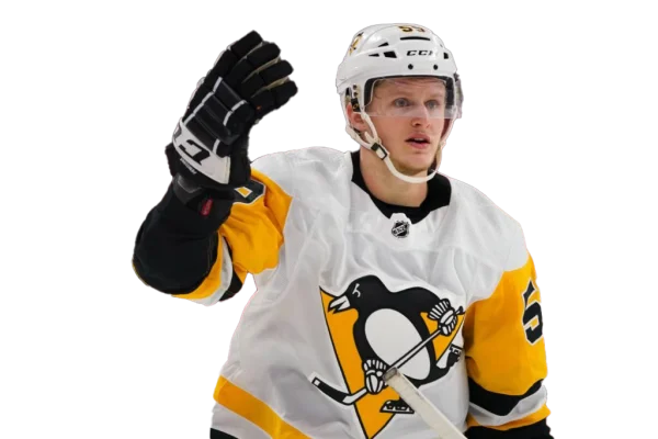 Pittsburgh Penguins Hockey Player in White Jersey PNG