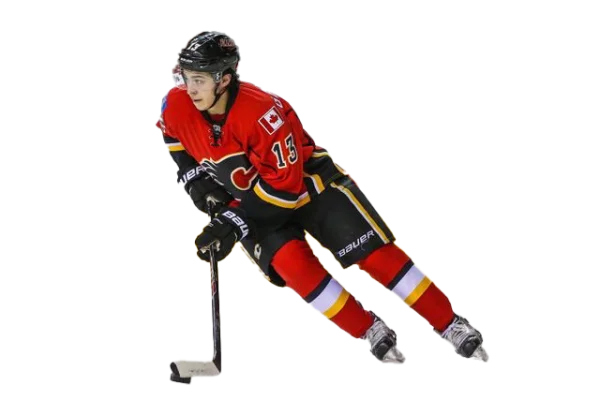 Hockey Player Skating in Red Jersey PNG