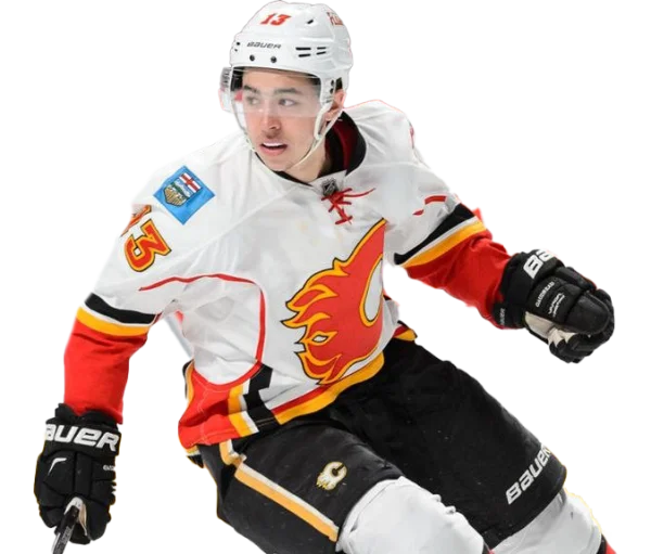 Ice Hockey Player in Calgary Flames Jersey PNG