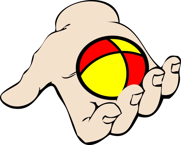 Hand Holding Red and Yellow Beach Ball PNG