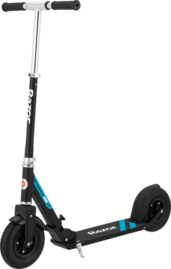 Black Razor Scooter with Blue Accents PNG