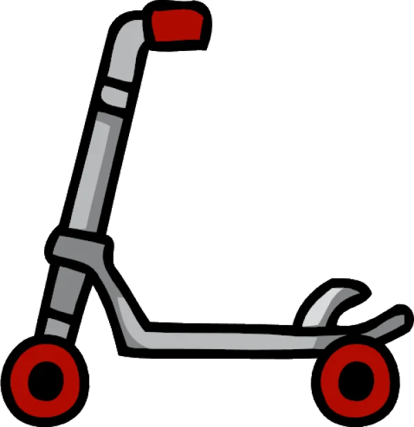 Cartoon Kick Scooter with Red Wheels PNG