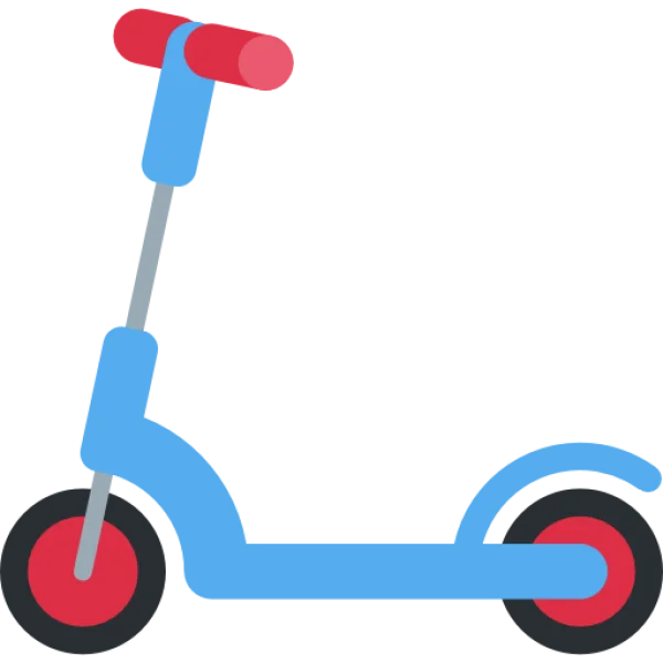 Blue Kick Scooter with Red Accents PNG