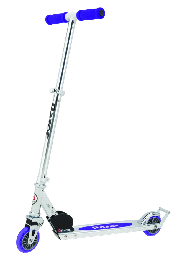 Silver and Blue Razor Kick Scooter PNG