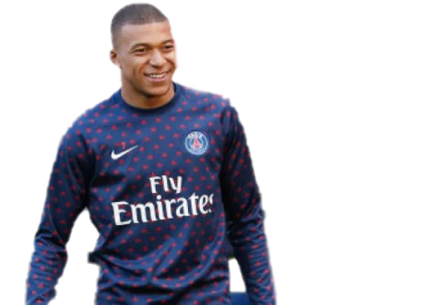 Kylian Mbappé Smiling in PSG Training Shirt PNG