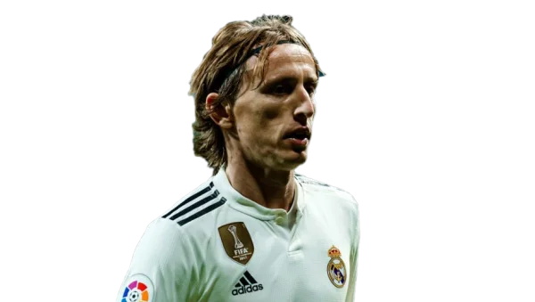 Luka Modric Real Madrid Footballer in White Jersey PNG