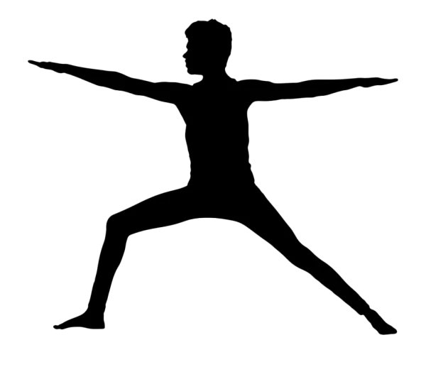 Warrior II Yoga Pose White Outline Silhouette PNG
