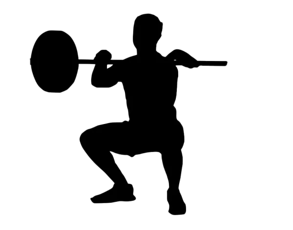 Person Doing Barbell Squat Silhouette PNG