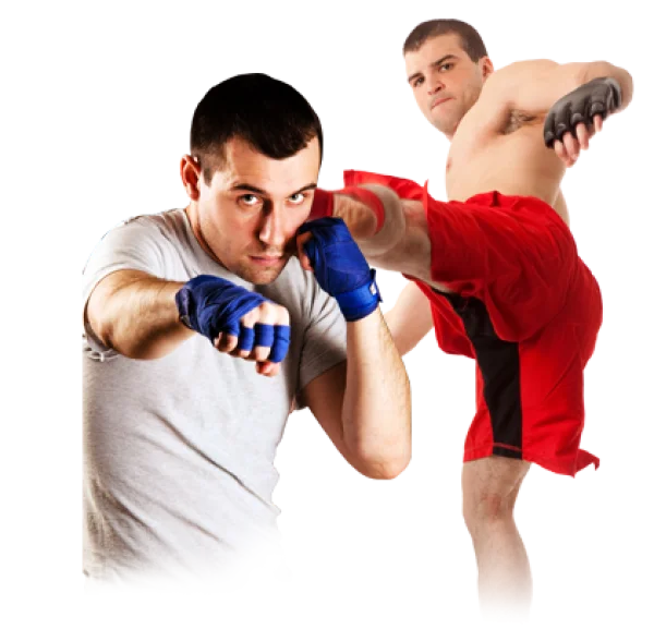 MMA Fighters Punching and Kicking PNG