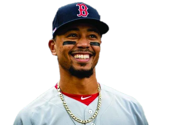 Mookie Betts Smiling Boston Red Sox Player PNG with Eye Black