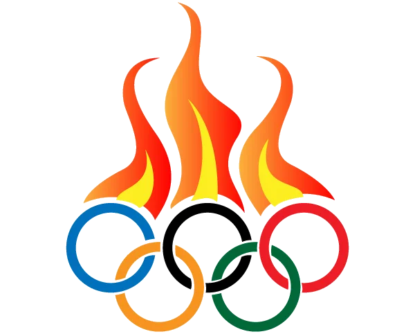 Olympic Rings and Flame Emblem PNG