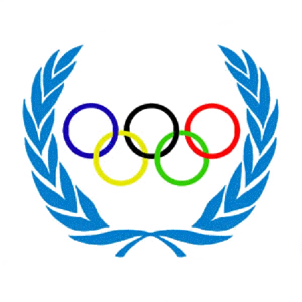 Olympic Rings with Blue Laurel Wreath PNG