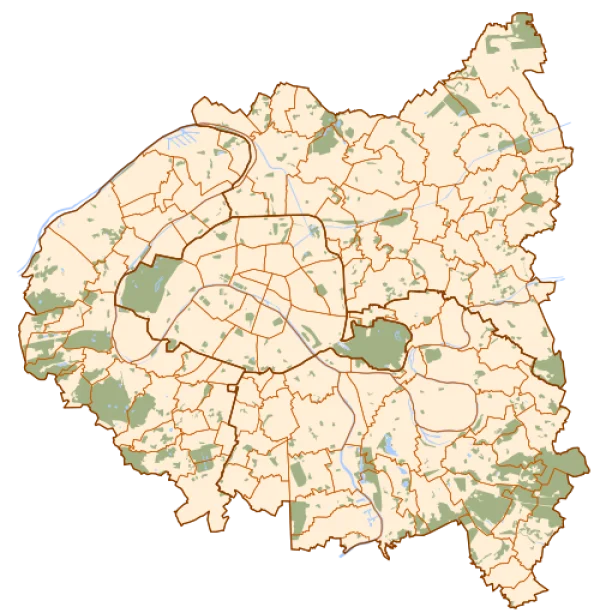 Paris Region Outline Map PNG